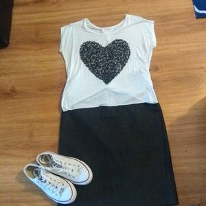 NY & Company Black Stretch Denim Shirt